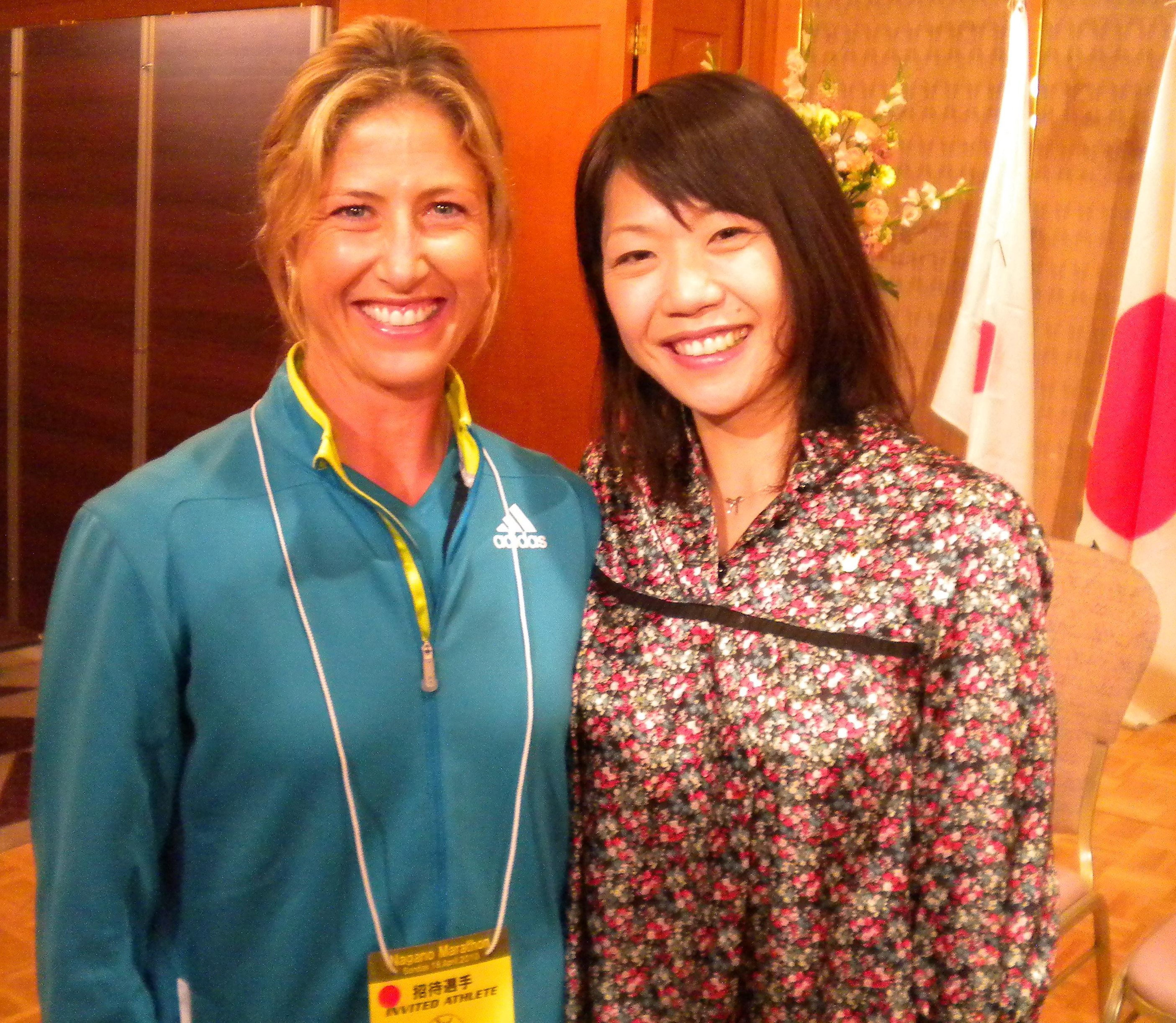 Naoko Tagahashi and Kate Smyth Olympic marathoners Naoko Tagahashi and Kate Smyth