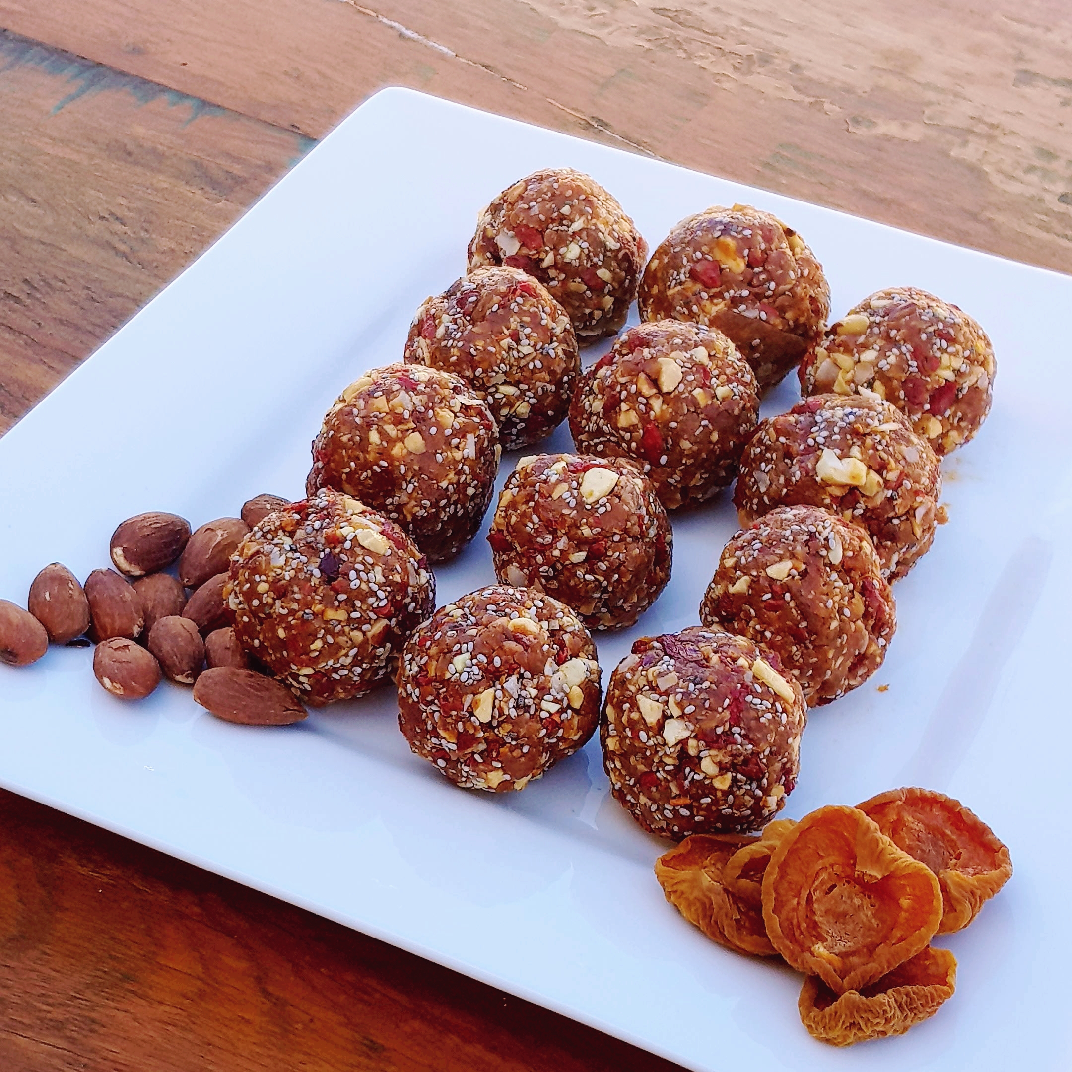 plate of 12 apricot bliss balls